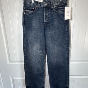 H&M Men's Wide-Leg Loose Fit Jeans Blue Medium Wash Button Fly 5-Pocket NWT